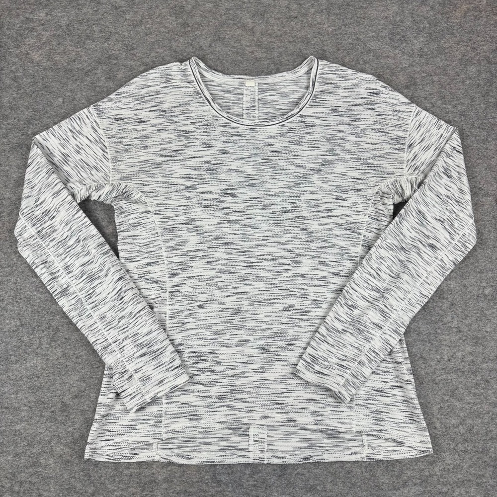Lululemon Sweat Embrace Long Sleeve Tiger Space‎ Dye Black White Womens 4